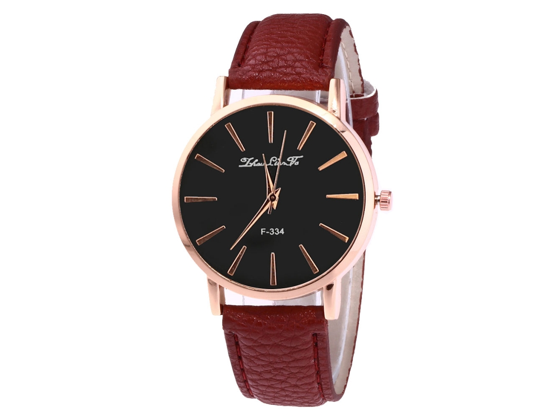 Reloj De Cuero Mesh Zhoulianfa F334-ma-11 Café Oscuro Unisex Moda Simple Cuarzo