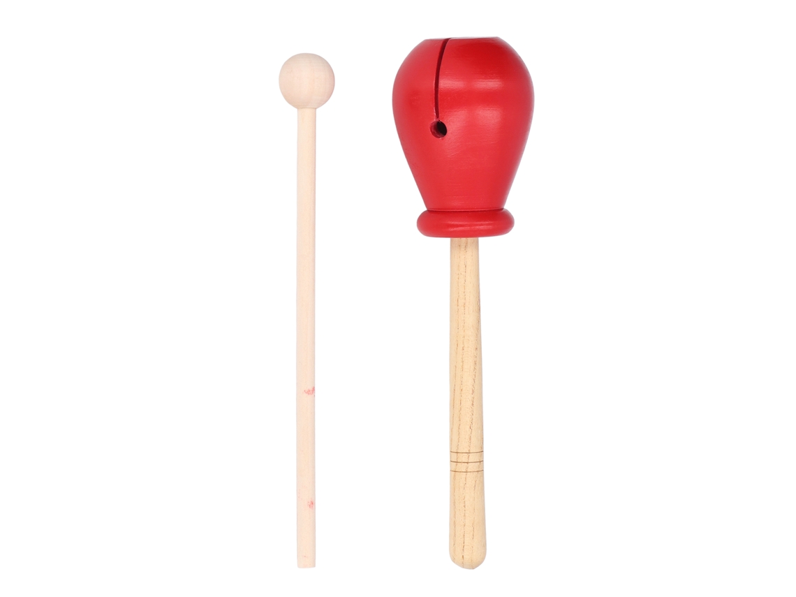 Instrumento De Percusión De Madera Tipo Güiro Con Martillo Rojo - Juguete Educativo Para Niños