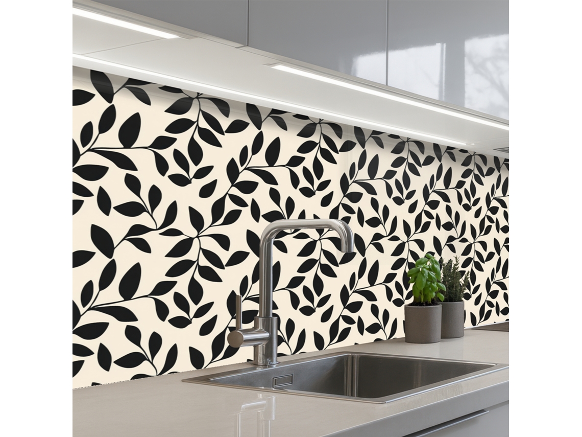 Salpicaderos De Cocina Elegante - Estampado - Negro - Beige 250x80 Cm