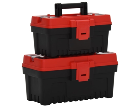 Set de cajas de herramientas 2 Piezas polipropileno negro y rojo VIDAXL