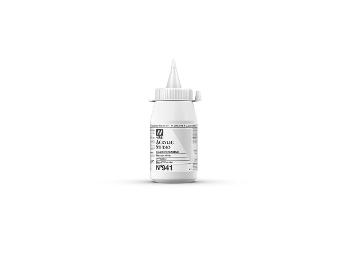 Pintura Acrilica Vallejo Studio 500 Ml (941 Blanco Metálico Uv Reactivo)