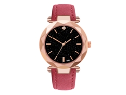 Reloj De Pulsera De Cuarzo Para Mujer Con Correa De Piel Sintética, Ideal Para Negocios Y Uso Diario (rosa Y Rojo).