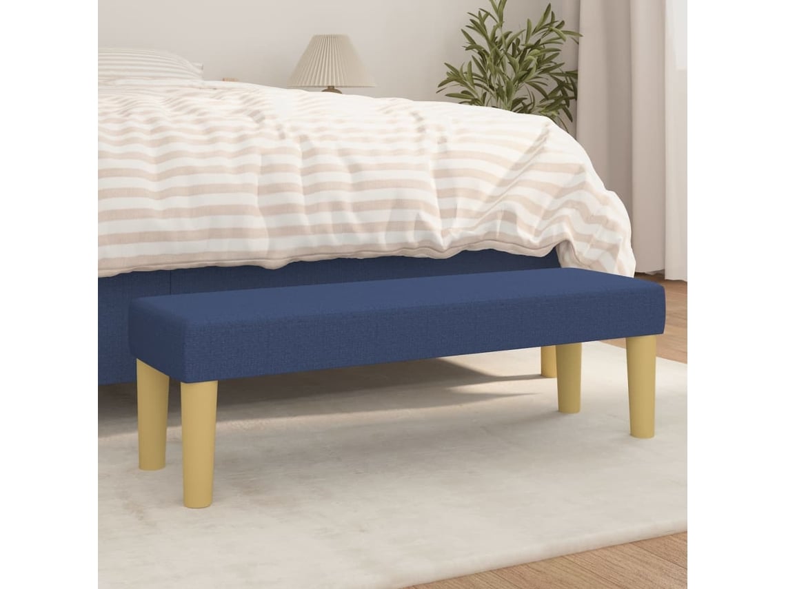 LOVELY HOME Banqueta Banco 100X30X30 cm de Tela en Azul