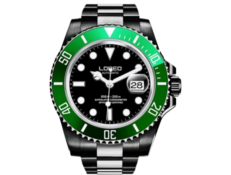 VEANXIN Reloj mecánico automático de cristal de zafiro de acero inoxidable resistente al agua hasta 200 m-verde negro