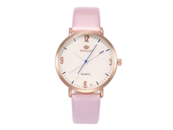 Reloj De Pulsera Unisex De Cuarzo Con Correa De Cuero Sintético Rosa De Moda Zhoulianfa