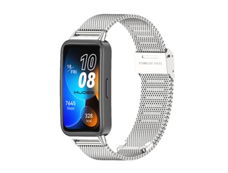Correa Smartwatch para Huawei Band 8 Mijobs Milan Hebilla de Acero Inoxidable (Plata)