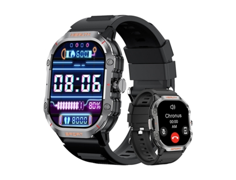 Reloj inteligente CHRONUS HK24 con pantalla táctil de 2,01 pulgadas y llamadas Bluetooth - Negro