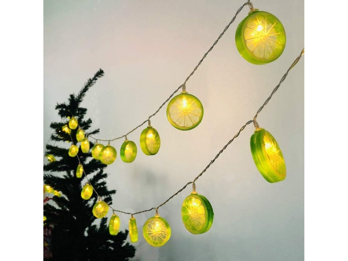 2026-44028-luces De Decoración En Forma De Rodaja De Limón, Guirnalda Led Con Hojas Verdes, Usb, 10 Pies, 20 Led, Interior Y Exterior