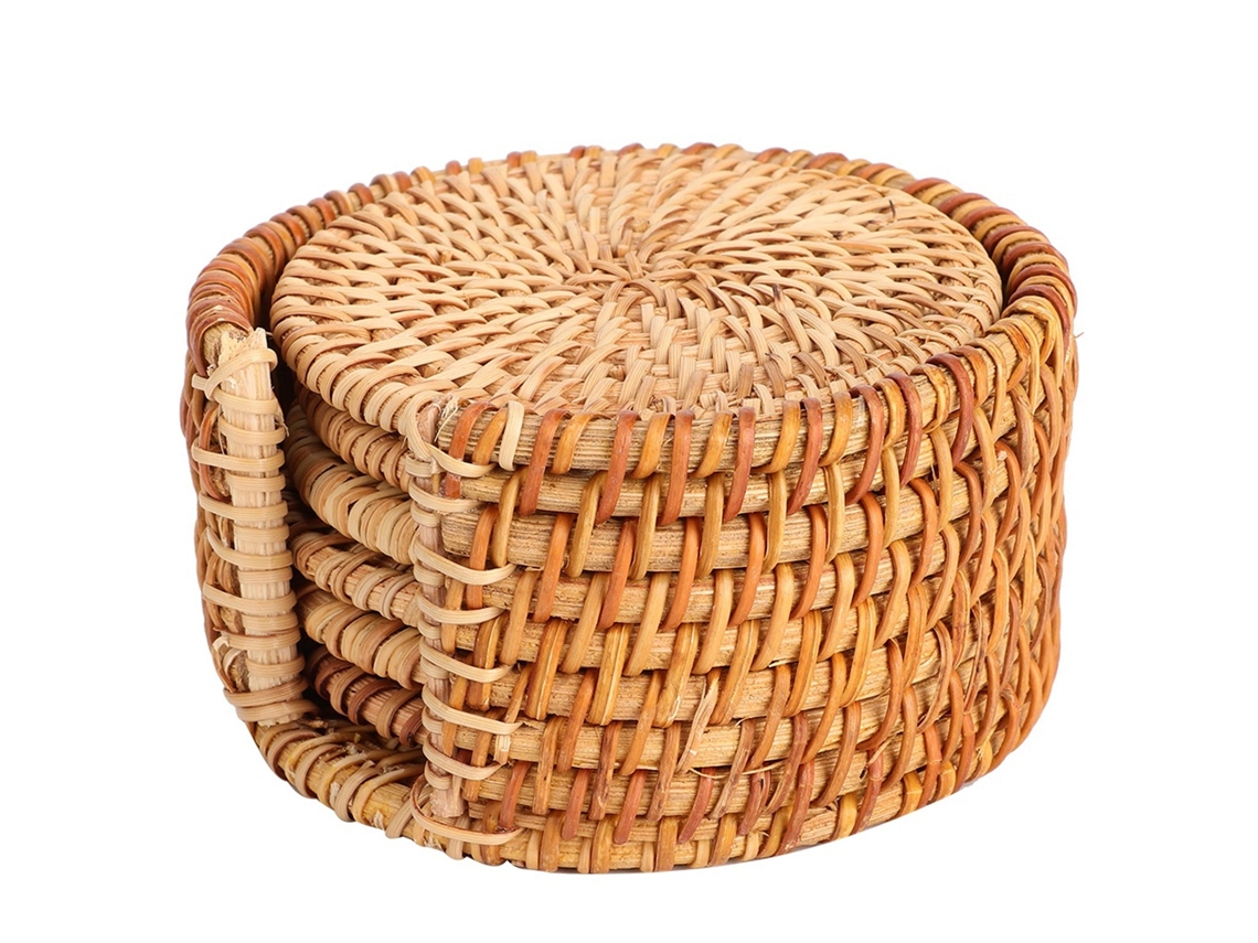Juego de 6 cajas de té hechas a mano en cesta de mimbre aislante, 13 cm / 5,1 pulgadas Otros