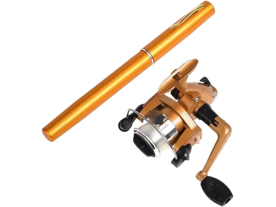 Caña De Pescar, Pescar Para Pesca En El Mar, Mini Telescópica Portátil 20 Cm, Con Forma Bolígrafo, Plegable...
