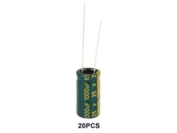 Veloriskku-kit De Capacitores Elétricos Radiais Verdes (25v, 1000uf, 20pcs) Componentes Eletrônicos