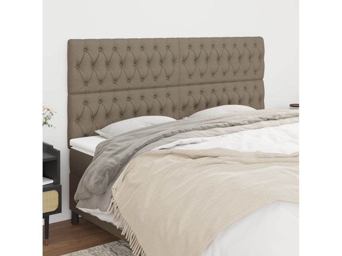 Cabeceros 4 Unidades De Tela Gris Taupe 100x7x78/88 Cm