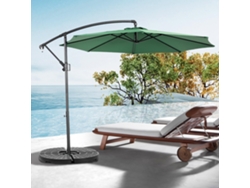 Sombrilla Rectangular Grande De 4,5 M Con Doble Cara Para Exteriores, Con Manivela (verde Oscuro) (sin Base)