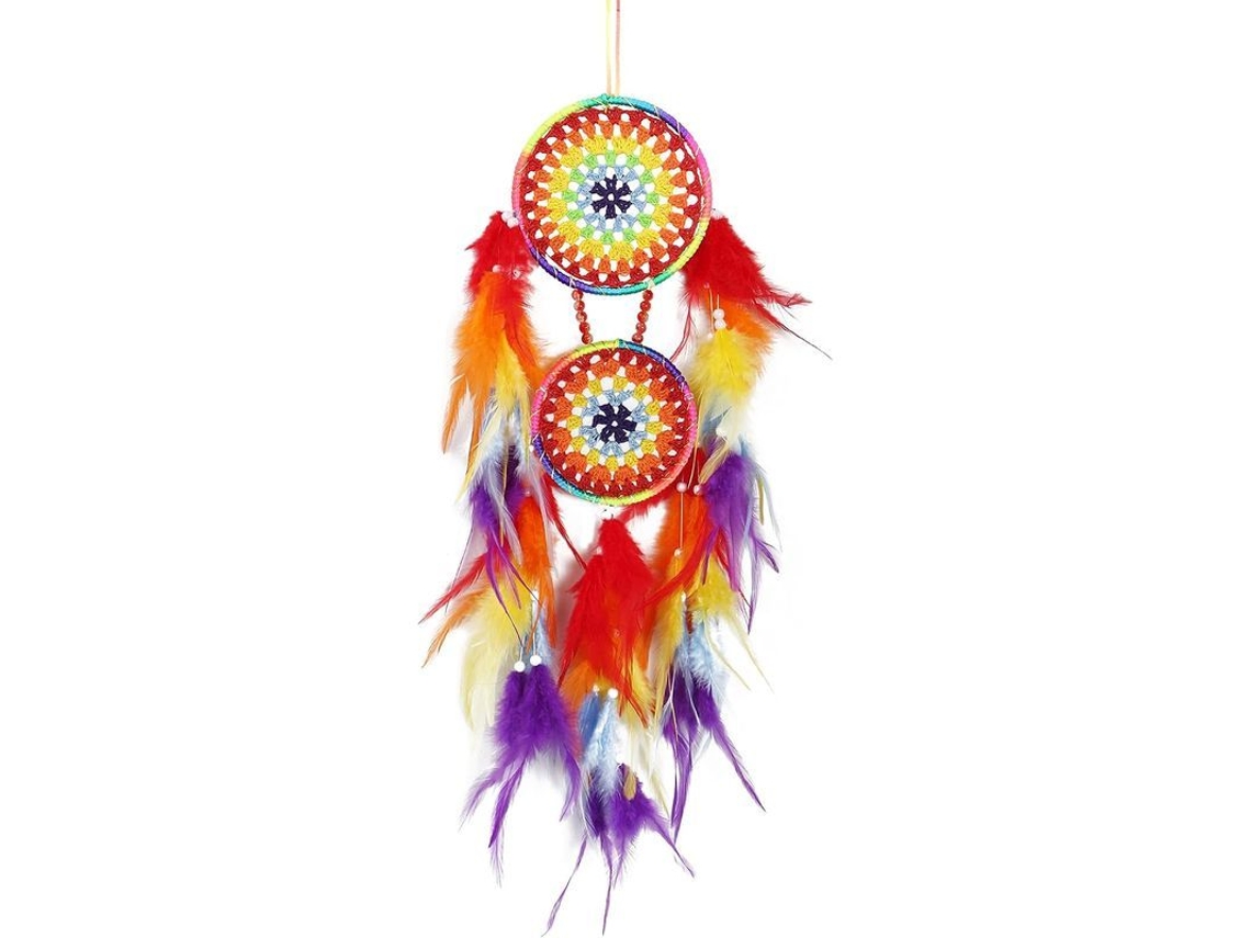 Cazador De Sueños Pared Colgante Plumas Suede Decoración Hogar Regalo Cumpleaños Naranja Morado