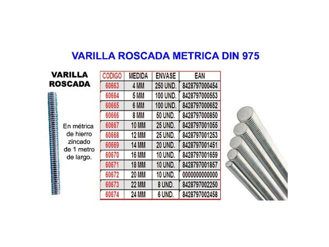 Varilla roscada metrica 24 mm din 975