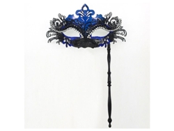 Máscara De Media Cara Con Forma De Cola De Fénix Y Mango Extraíble, Brillante, Para Fiestas De Disfraces, Color Negro Y Azul.