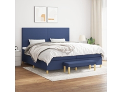 Cama Box Spring Con Colchón Tela Azul 200x200 Cm