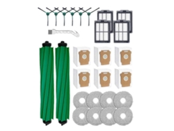 Juego de accesorios de 27 piezas para la barredora combinada Plus 505/405: cepillo principal, cepillo lateral, mopa, filtro y bolsas para el polvo.
