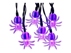 Luces De Cadena Solar Para Halloween, 3m 20 Led Araña Morada Decoración Interior Exterior Fiesta
