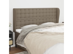 Cabecero Con Orejas De Tela Gris Taupe 163x23x118/128 Cm