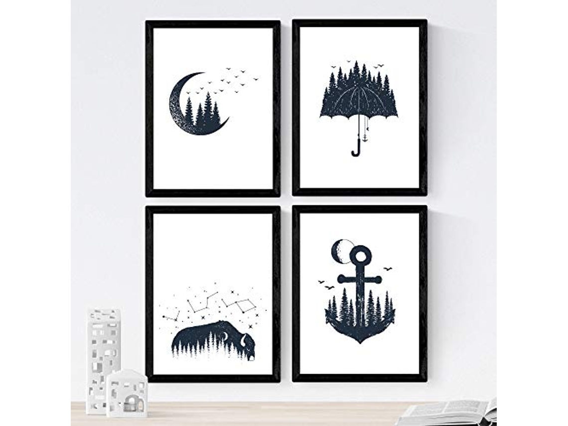 Set de 4 Láminas NACNIC Bosque Pajaros (A4)