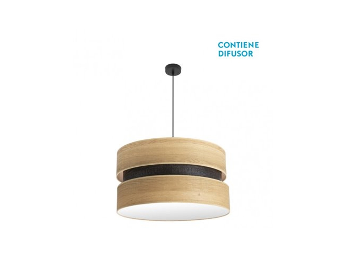 Lámpara colgante Colet 3xe27 Negro/Madera clara Regx60x60 Cm Fabrilamp