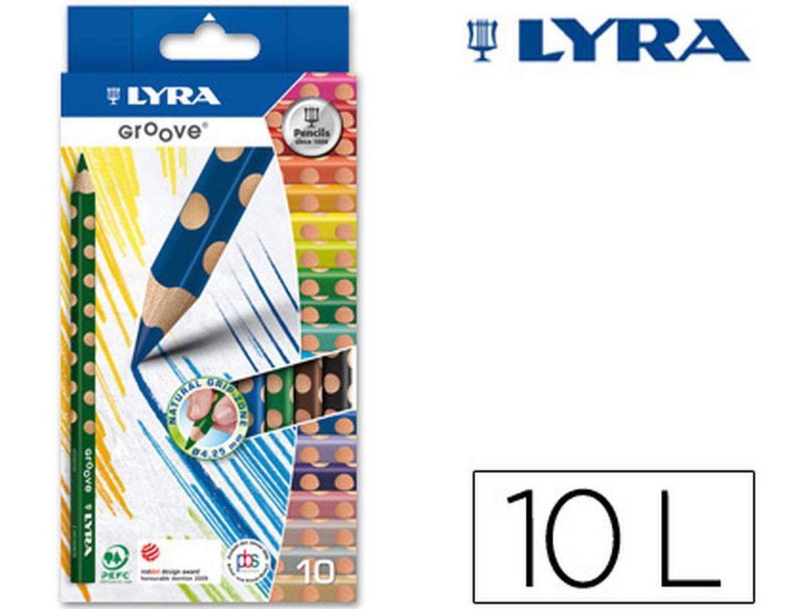 3811100 :LÁPIZ COLOR MINAS TRIANGULAR GROOVE LYRA 4,25 MM CAJA DE 10 COLORES Precio Uni. múltiplos de venta 5