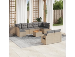 Conjunto de sofá de jardín de 10 piezas con cojines en mimbre beige mixto DKD Home Decor