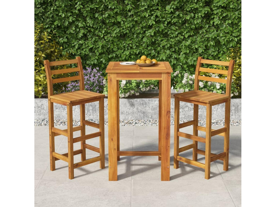 Conjunto de bar de jardín de 3 piezas DKD Home Decor en madera maciza de acacia