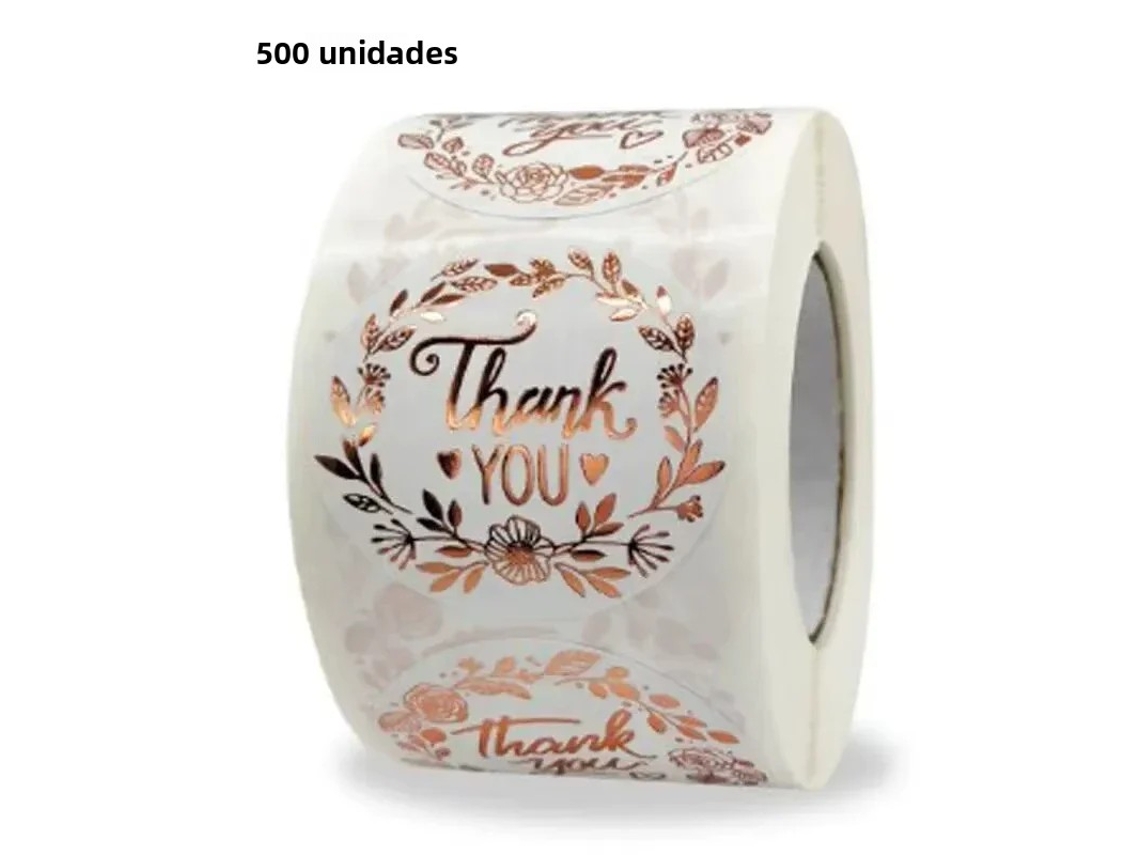 500 etiquetas de agradecimiento personalizadas con estampado floral Mdug (3,8 cm)