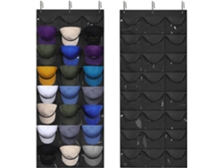 Organizador De Gorras De Béisbol, Soporte Visible Para Gorras De Béisbol Para Puerta De Pared Con 3 Ganchos, 24 Bolsillos Profundos