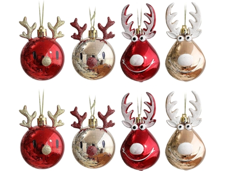 Conjunto de Adornos de Árbol de Navidad ZMDECQNA Paquete Irrompibles Árbol Bolas Rellenables Rojo - 8un