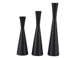 Rebe-3 Soportes De Velas De Metal Taper, Soportes Para Velas Para Boda, Cena, Fiesta Y Decoración Hogar Traje Negro