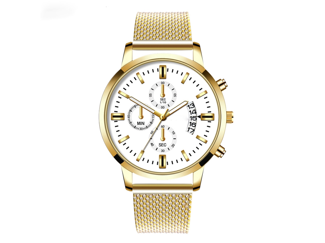 Reloj De Pulsera De Cuarzo Para Hombre Con Correa De Malla Moderna Y Pantalla Analógica (oro Rosa)