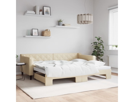 VIDAXL Sofá cama nido tela crema 90x200 cm
