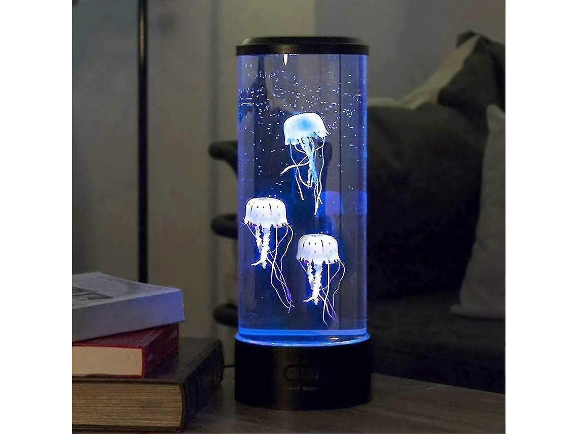 Lámpara de lava LED Rosewell con forma de medusa, eléctrica USB, redonda, con 3 medusas artificiales brillantes