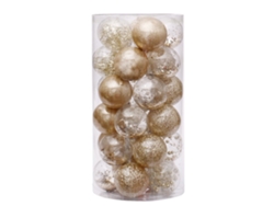 Adornos de bolas de Navidad de plástico transparente inastillables Juego de bolas de Navidad decorativas con decoraciones delicadas rellenas (24 (dorado) RNEMITERY
