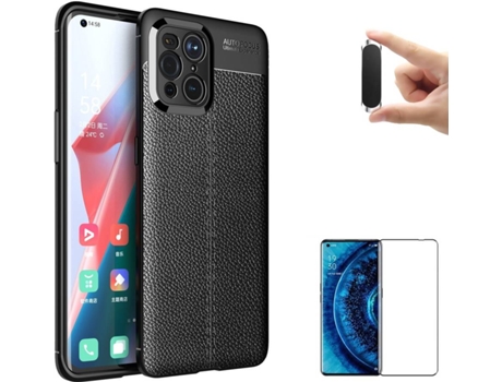 Kit Funda, Protector y Soporte Oppo Find X3 Pro Rugged Leather Negro