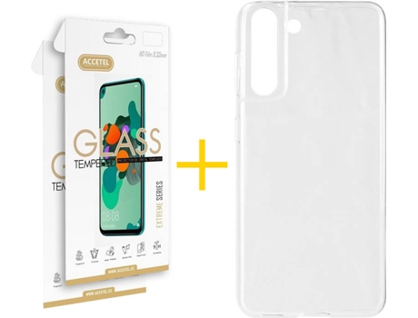 Kit Funda + 2 Protectores de Pantalla Samsung Galaxy S21 + Plus ACCETEL Liso (Transparente)