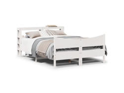 Estructura De Cama Con Cabecero Madera Pino Blanco 160x200 Cm