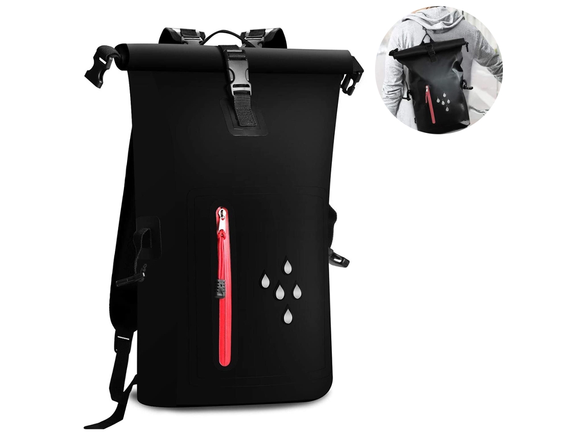 Mochila impermeable de 25L con bolsa seca de PVC 500D, cierre enrollable y bolsillo con cremallera, con funda impermeable para teléfono móvil, para piragüismo, rafting, actividades al aire libre