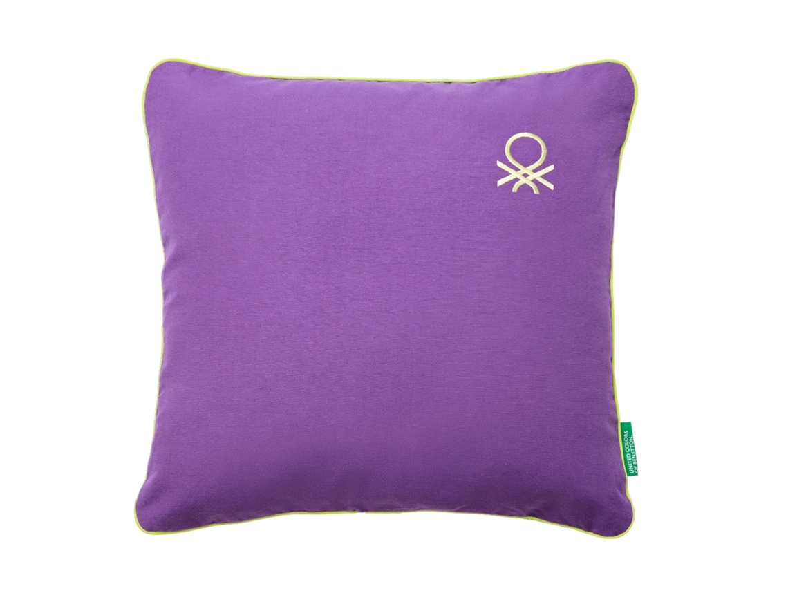 BENETTON - Cojín 45x45cm 70% Algodón 30% Poliéster Morado Rainbow