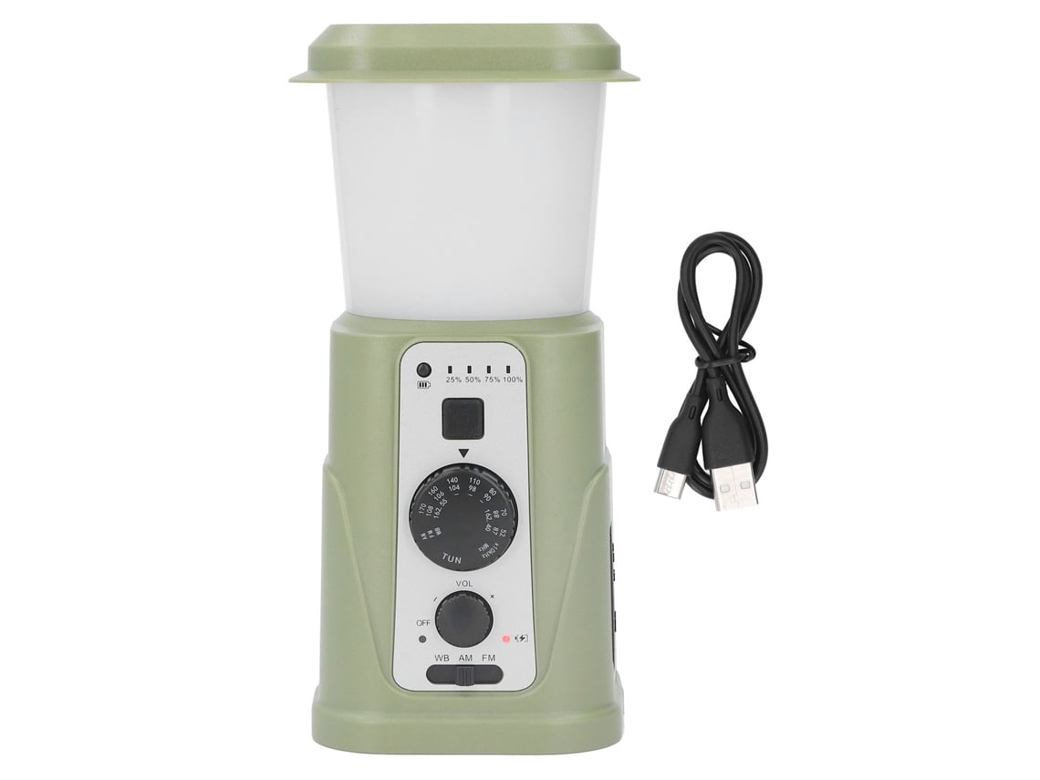 Rebe-lâmpada De Camping Solar E Manivela Recarregável Led Ipx3 Impermeável Luz De Emergência Usb 5000mah Versão Eua Verde