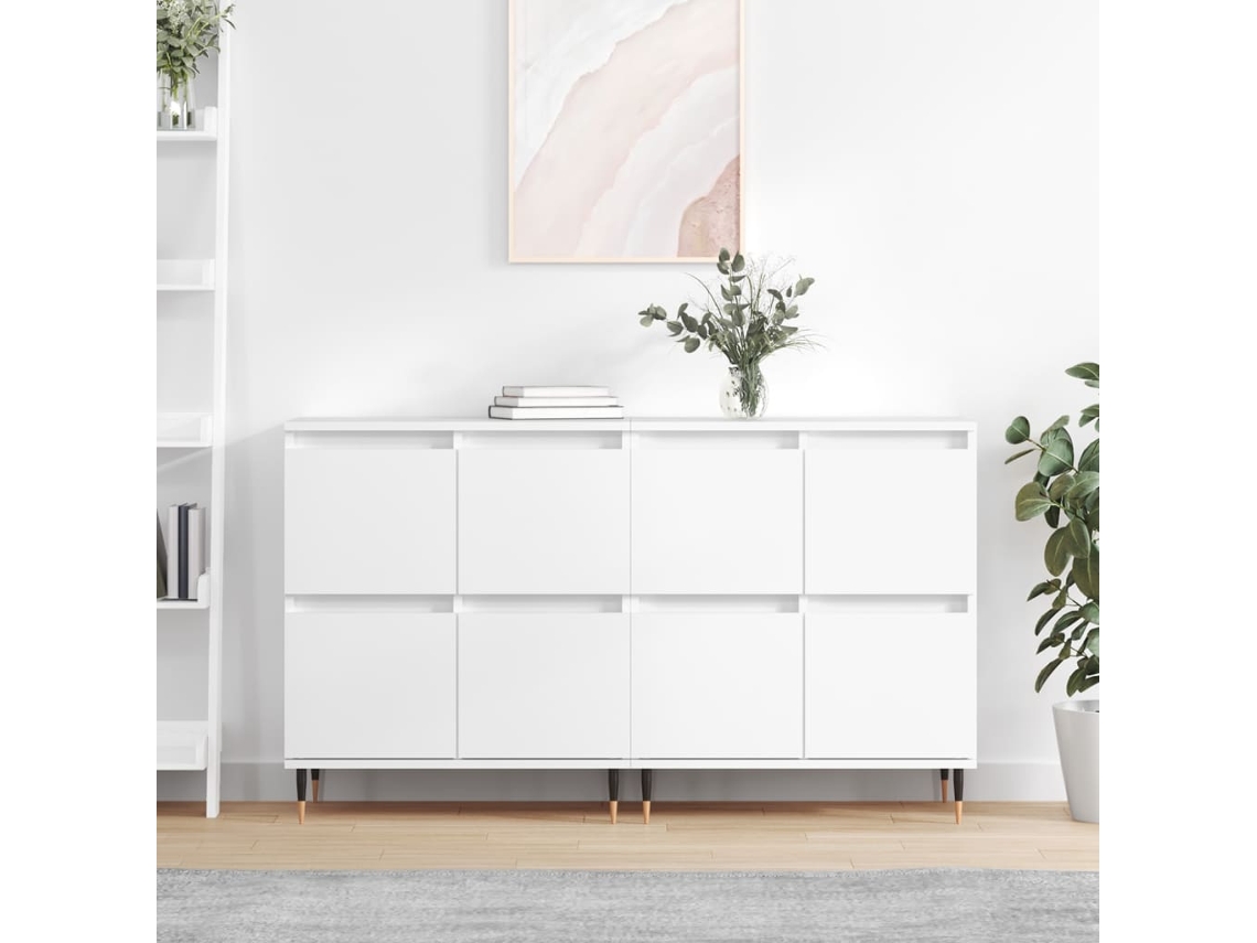 Aparador de 2 piezas | Vitrina buffet de madera blanca