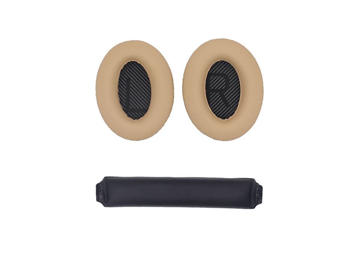 Almohadillas de repuesto y diadema para auriculares Bose QC15 QC25 QC35 Beige+Negro
