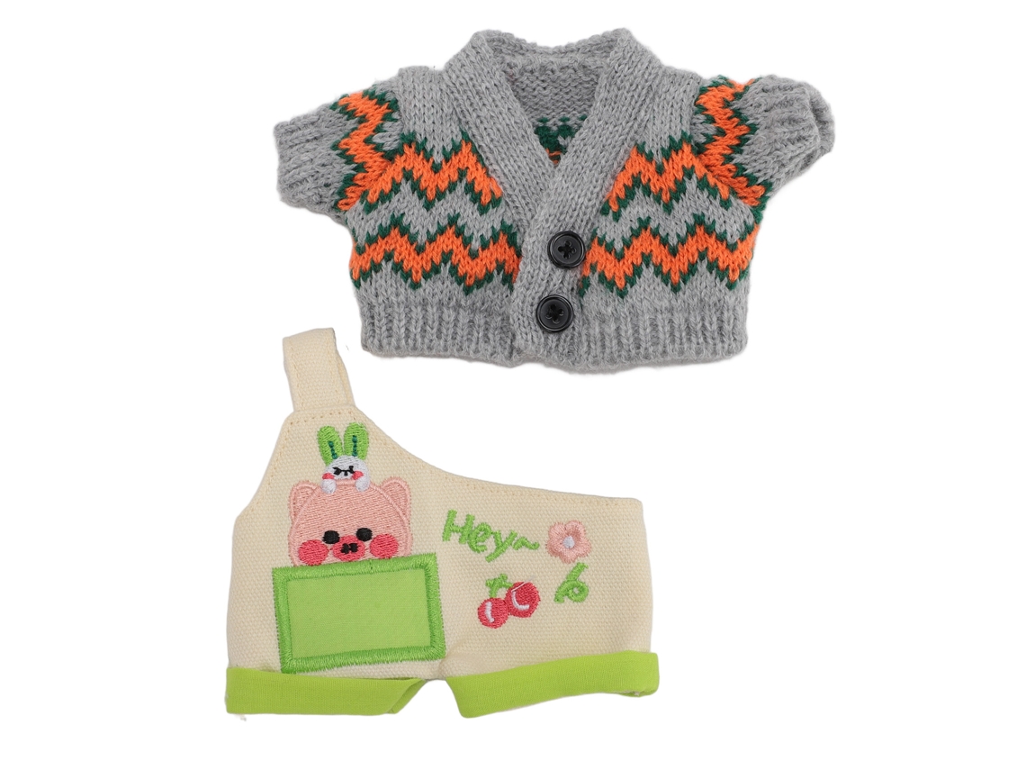 Ropa Para Muñeco De Peluche Con Estampado De Cerdito, Suave Y Cómoda, Chaqueta Y Pantalones De 20 Cm, Color Gris Y Naranja.