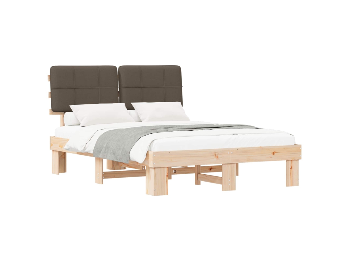 Cama De Matrimonio | Cama Para Adultos | Estructura De Cama Con Cabecera Tapizada Taupé 160 X 200 Cm