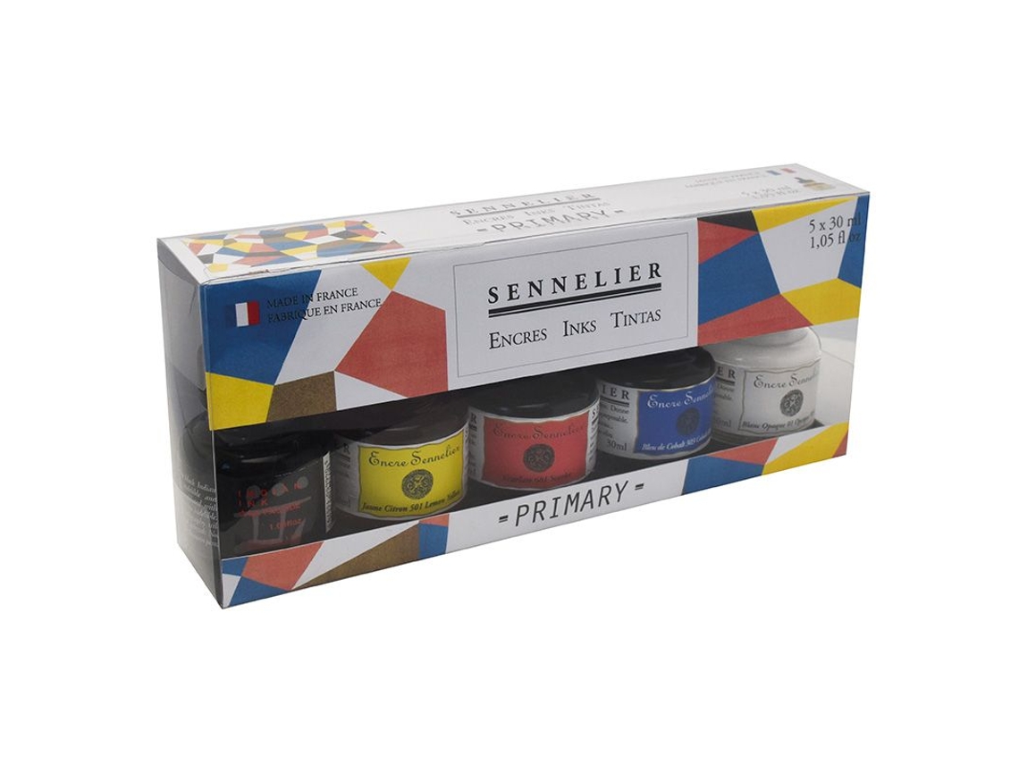 Kit de Tintas SENNELIER Nanquim Colores PrimÃ¡rias 5 x 30 Ml