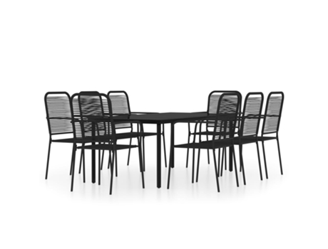 Conjunto 9 de comedor de jardín VIDAXL negro