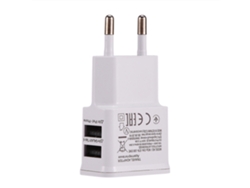 Cargador con enchufe europeo de 5 V y 2 A, carga rápida para teléfonos móviles, doble puerto USB (blanco) EOOCOO (dos puertos USB, carga rápida)